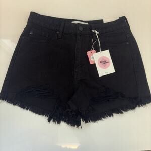 NWT Kancan Denim Cutoff Shorts Sz Med Stretchy High Rise Black Wash 100% Cotton